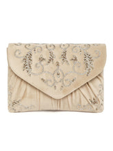 Elegant Embroidery Beaded Sling Clutch - Cream