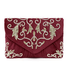 Elegant Embroidery Beaded Sling Clutch - Maroon