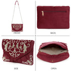 Elegant Embroidery Beaded Sling Clutch - Maroon
