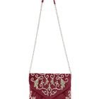 Elegant Embroidery Beaded Sling Clutch - Maroon