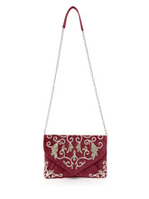 Elegant Embroidery Beaded Sling Clutch - Maroon