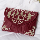 Elegant Embroidery Beaded Sling Clutch - Maroon