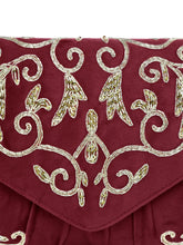 Elegant Embroidery Beaded Sling Clutch - Maroon