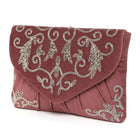 Elegant Embroidery Beaded Sling Clutch - Pink
