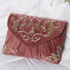 Elegant Embroidery Beaded Sling Clutch - Pink