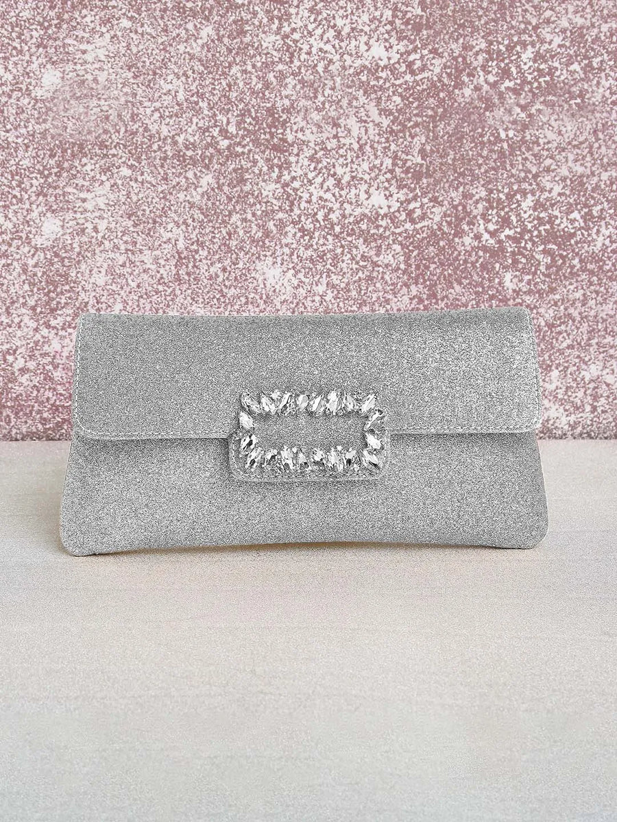 Chic Fiesta Finery Evening Clutch - Silver
