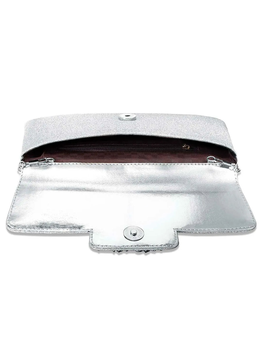 Chic Fiesta Finery Evening Clutch - Silver