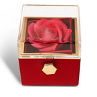 Square Ring Box with Faux Red Rose