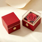 Square Ring Box with Faux Red Rose