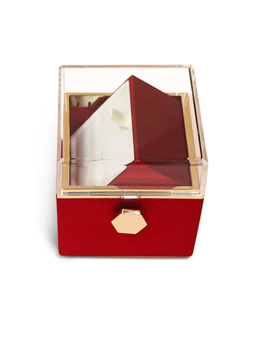 Square Ring Box with Faux Red Rose