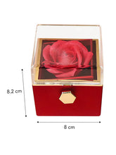 Square Ring Box with Faux Red Rose