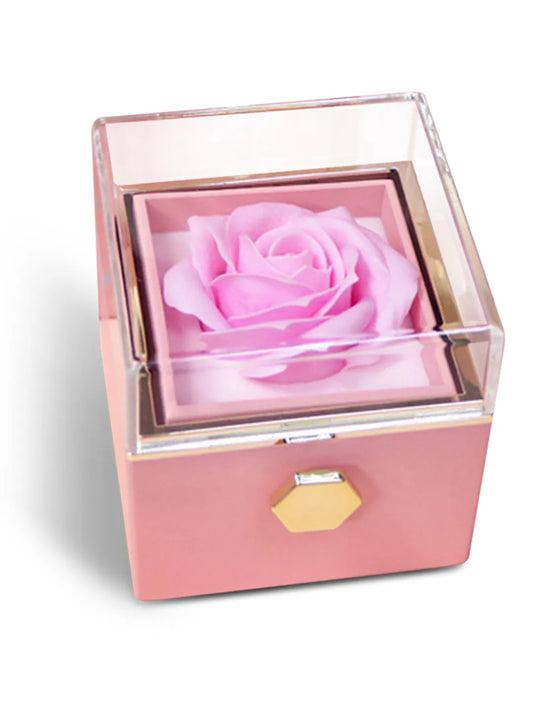 Square Shaped Ring Box with Rose