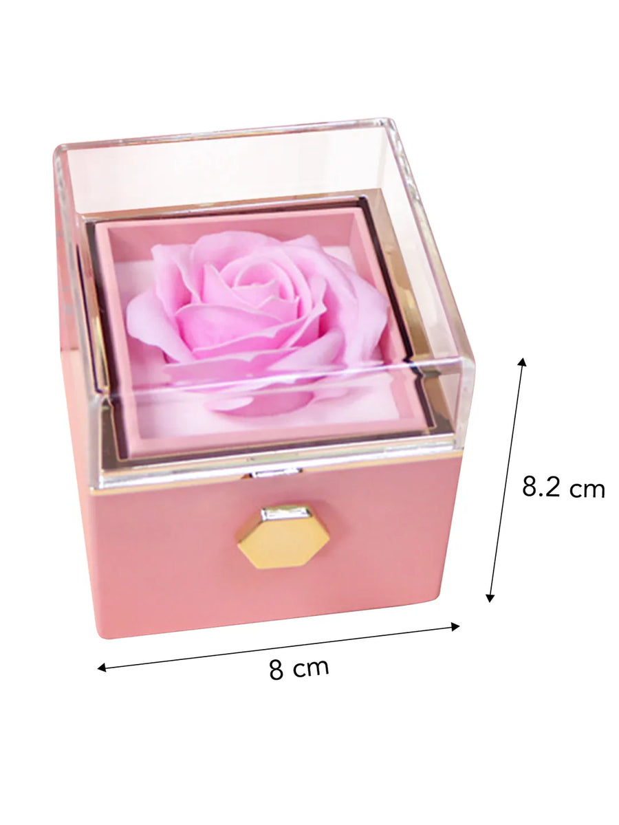 Square Shaped Ring Box with Rose