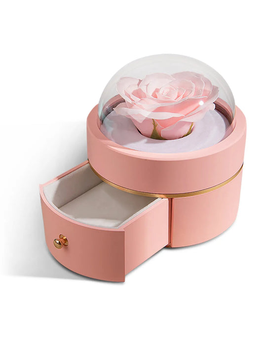 Rose Accented Round Ring & Bracelet Box