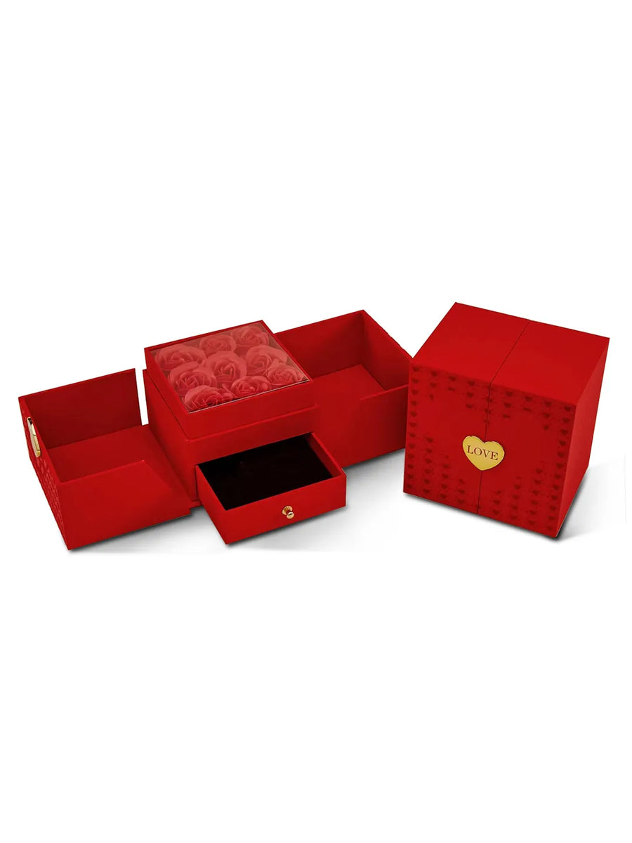 Rose Adorned Cube Jewellery Box