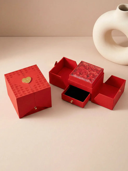 Rose Adorned Cube Jewellery Box