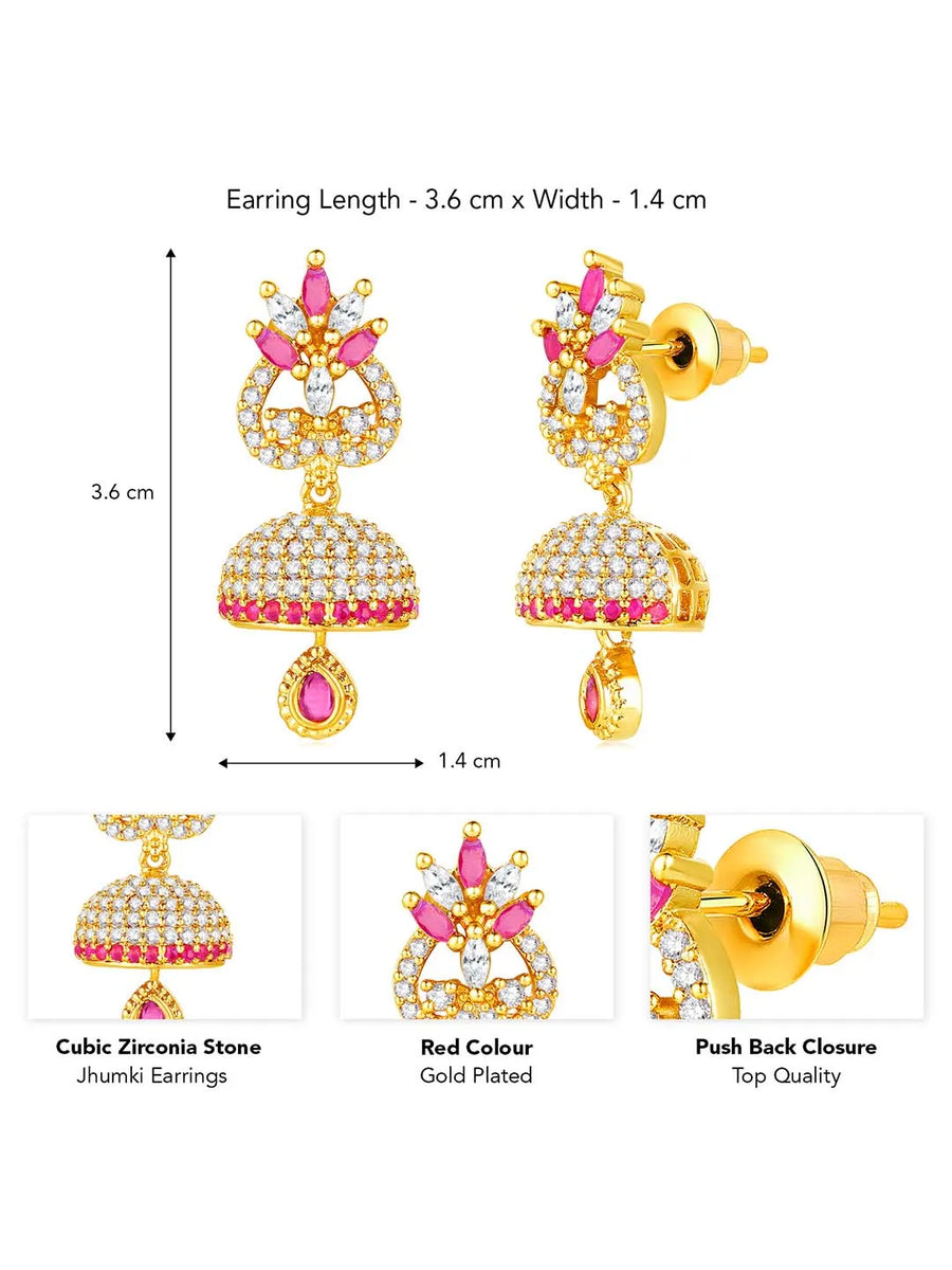 CZ Drops Jhumki Earrings | Peora Traditional CZ Jewellery

