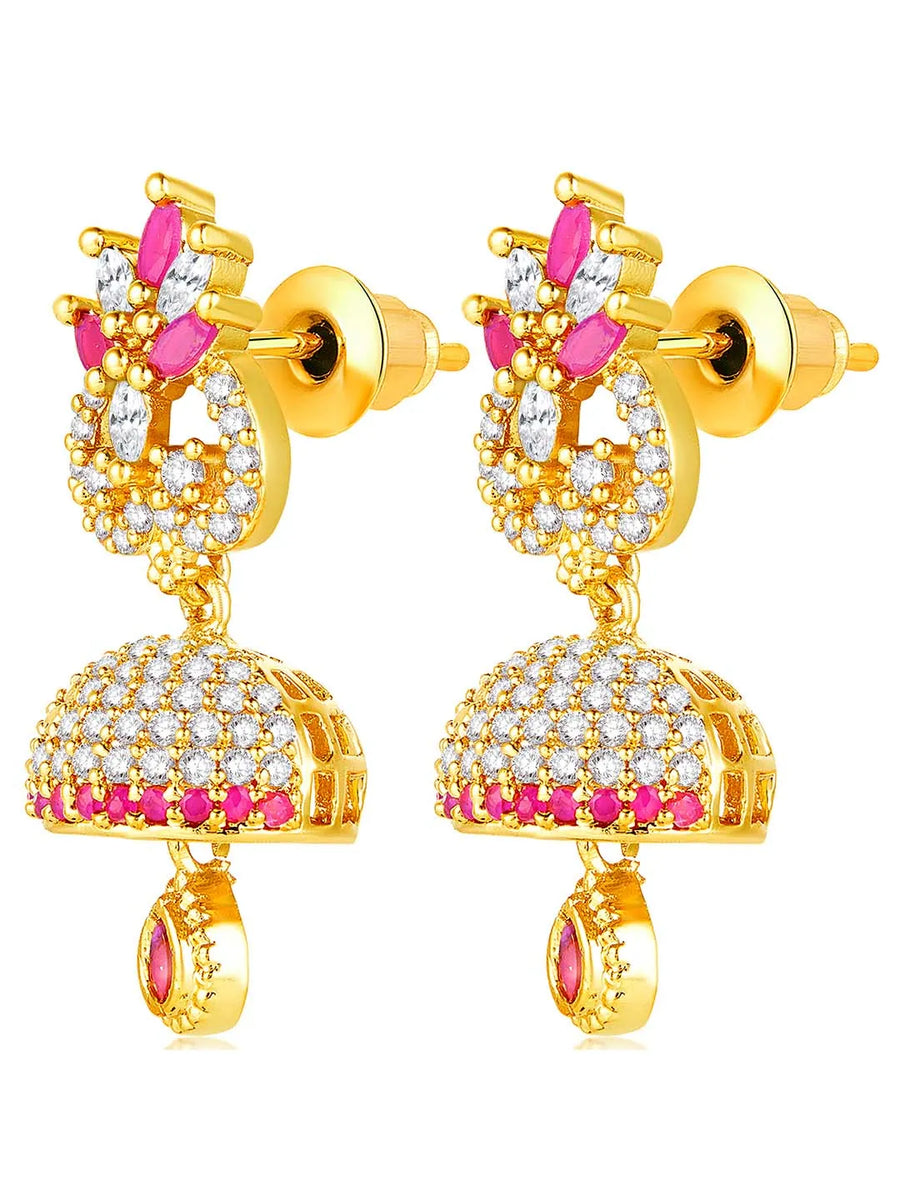 CZ Drops Jhumki Earrings | Peora Traditional CZ Jewellery

