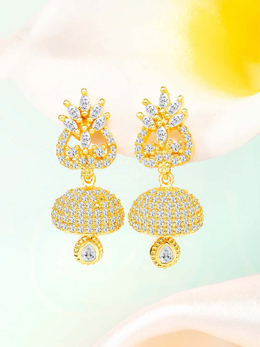 CZ Drops Jhumki Earrings | Peora Traditional CZ Jewellery

