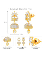 CZ Drops Jhumki Earrings | Peora Traditional CZ Jewellery

