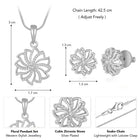 Petite Bloom CZ Floral Pendant Set by Peora. Silver-plating floral pendant necklace and matching earrings with CZ Stones.