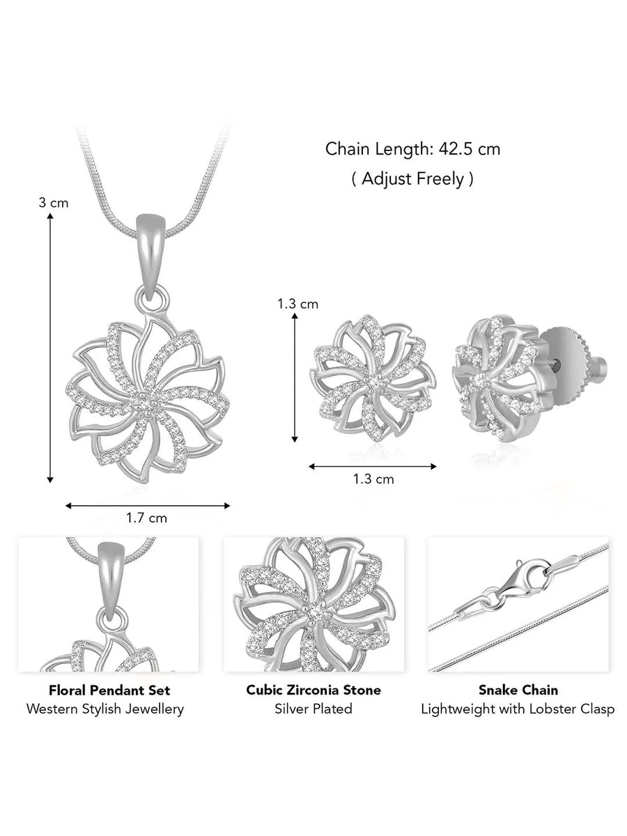 Petite Bloom CZ Floral Pendant Set