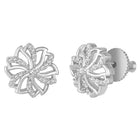 Petite Bloom CZ Floral Pendant Set by Peora. Silver-plating floral pendant necklace and matching earrings with CZ Stones.