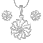 Petite Bloom CZ Floral Pendant Set by Peora. Silver-plating floral pendant necklace and matching earrings with CZ Stones.