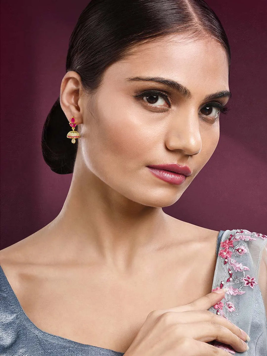 CZ Jhumki Earrings | Find Sparkling Jewellery at Peora


