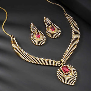 Sparkling Royal Ruby CZ Necklace Set