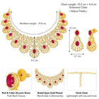 Radiant Ruby CZ and Necklace Set by Peora. Gold-plated necklace set with CZ & ruby stones with intricate designs. Best for weddings & bridal looks.