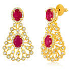 Radiant Ruby CZ and Necklace Set by Peora. Gold-plated necklace set with CZ & ruby stones with intricate designs. Best for weddings & bridal looks.