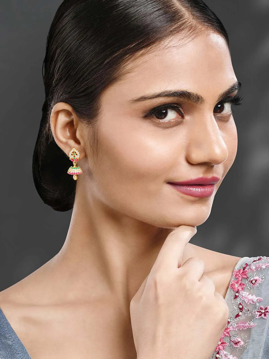CZ Jhumki Drops Earrings | Elegant Jewellery by Peora

