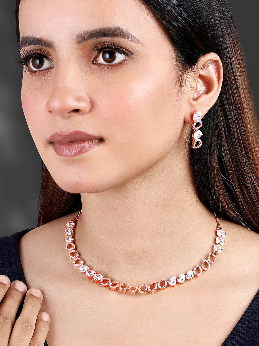 CZ Necklace Set – Classic Sparkling Jewellery by Peora
