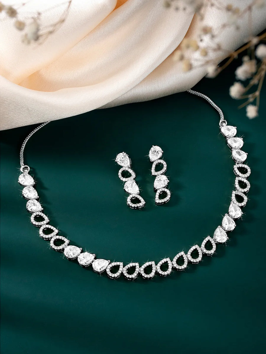 CZ Necklace Set – Classic Sparkling Jewellery by Peora
