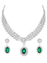 White necklace earrings bracelet set crafted from alloy, adorned with cubic zirconia for an elegant, timeless look | Peora
