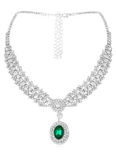 White necklace earrings bracelet set crafted from alloy, adorned with cubic zirconia for an elegant, timeless look | Peora
