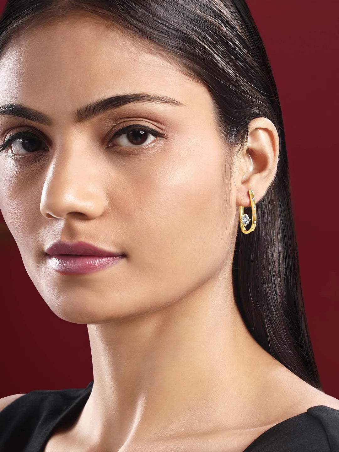 CZ Semi-Hoop Earrings by Peora – Elegant Fashion Jewellery

