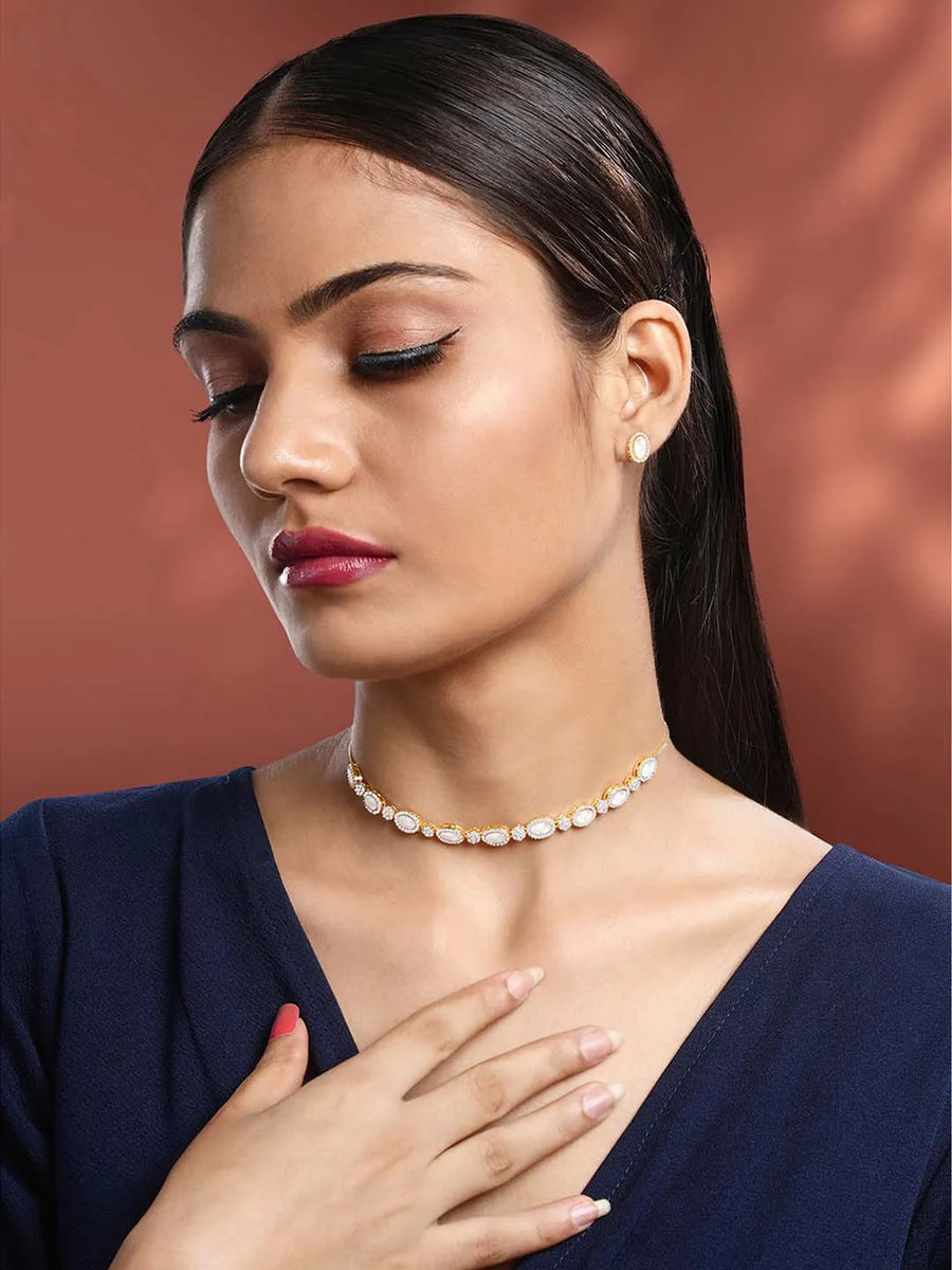 CZ Stones Necklace Set – Elegant Fashion Jewellery by Peora

