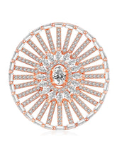 Dazzling Sparkle CZ Statement Ring. Rose gold-plated statement ring with a large central cubic zirconia and multiple surrounding smaller stones.