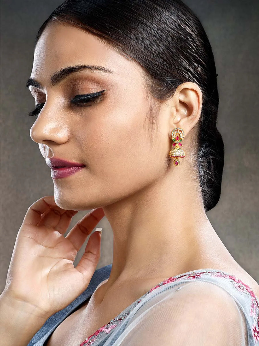 Glamorous Charm Jhumki Earrings by Peora | Elegant Indian Jewellery

