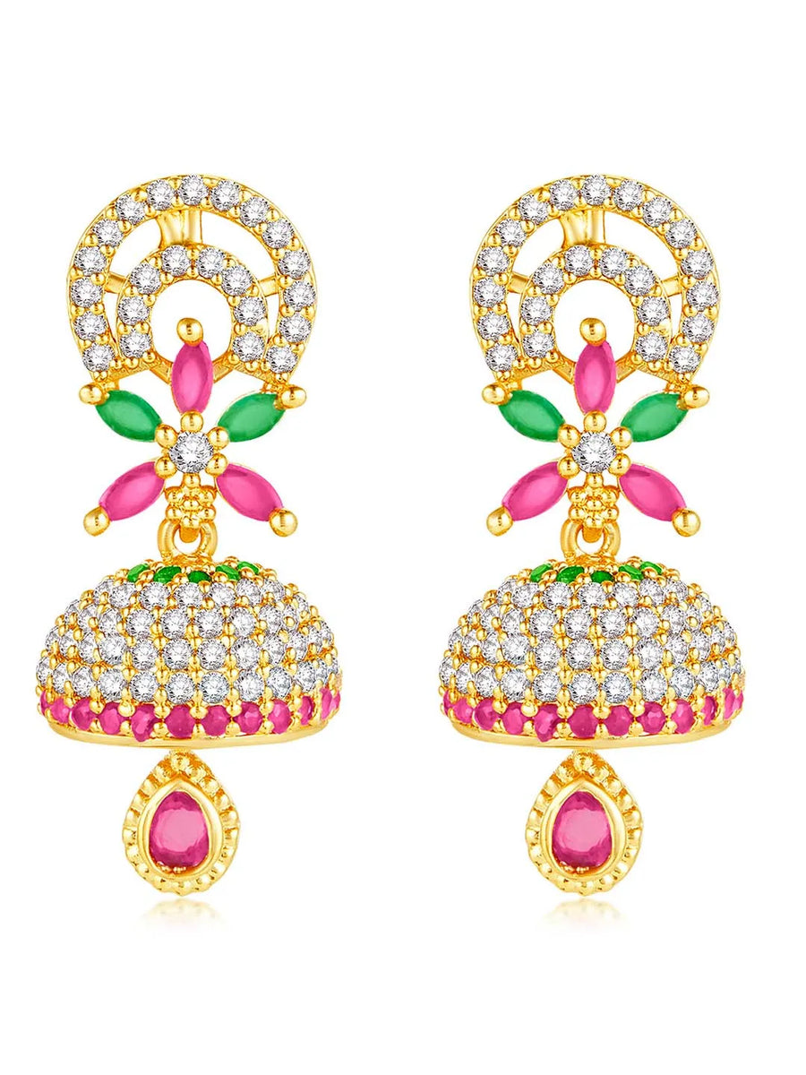 Glamorous Charm Jhumki Earrings by Peora | Elegant Indian Jewellery

