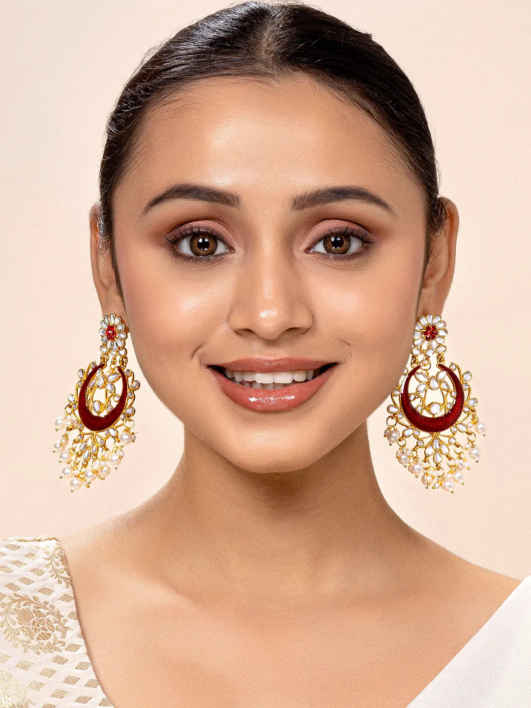 Pearl Chandbali – Elegant Ethnic Earrings for Women | Peora