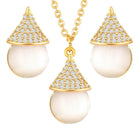 Cat Eye Style Charms Pendant Set - Gold