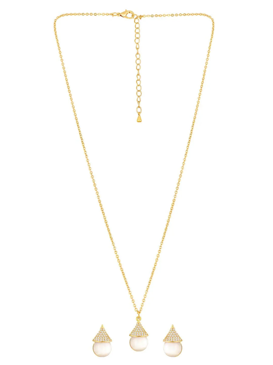 Cat Eye Style Charms Pendant Set - Gold