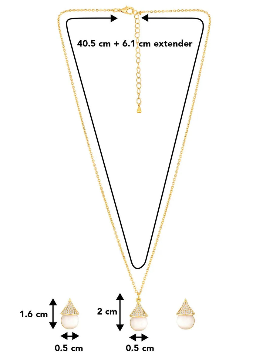 Cat Eye Style Charms Pendant Set - Gold