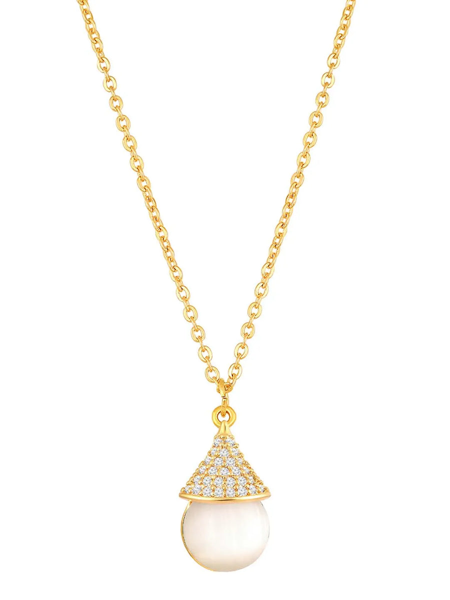 Cat Eye Style Charms Pendant Set - Gold