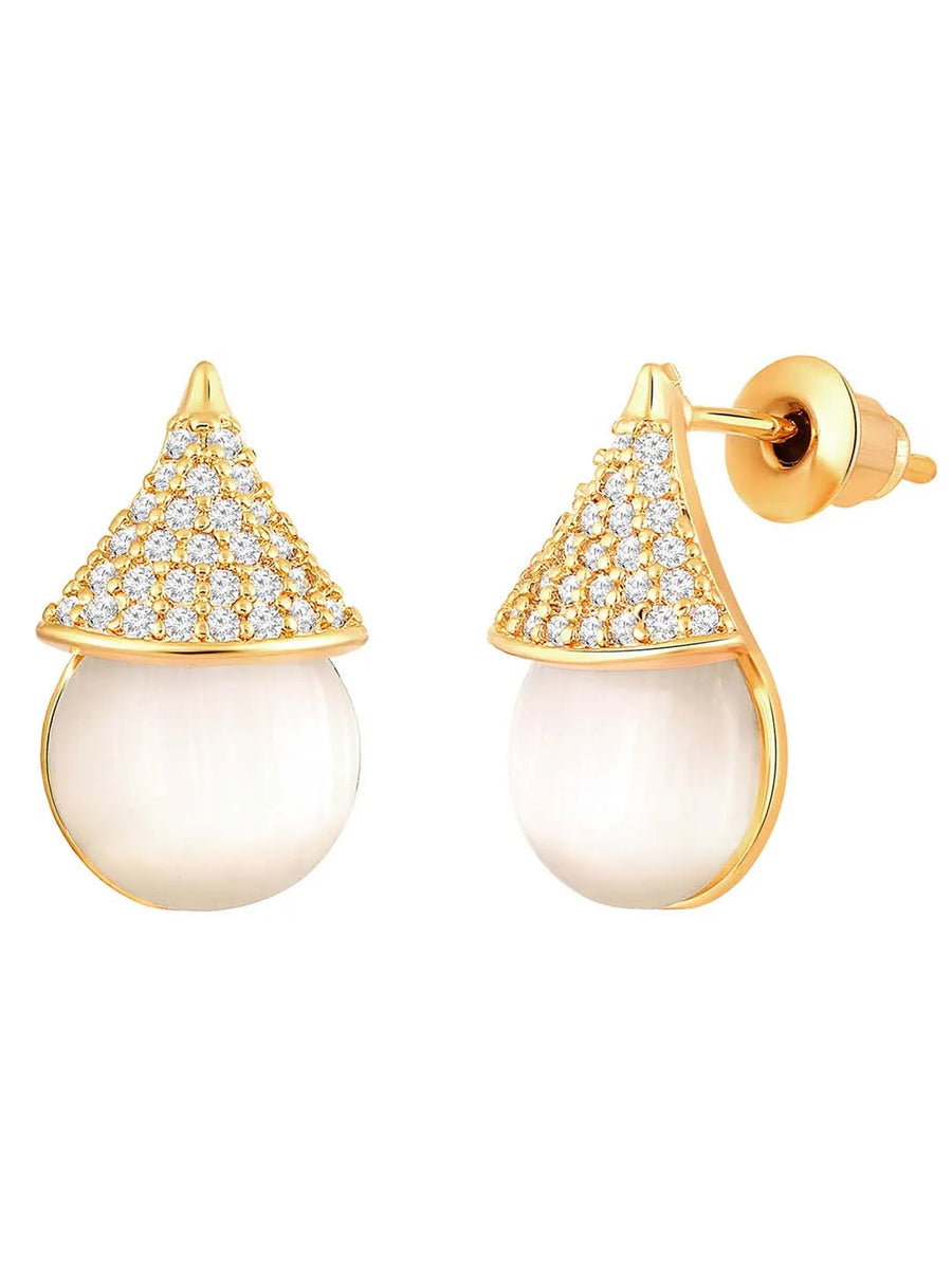 Cat Eye Style Charms Pendant Set - Gold