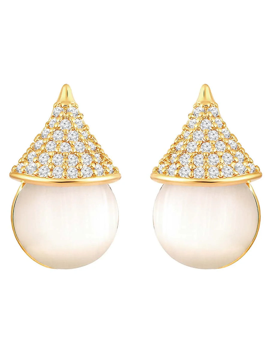 Cat Eye Style Charms Pendant Set - Gold