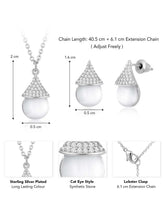 Cat Eye Style Charms Pendant Set - Silver